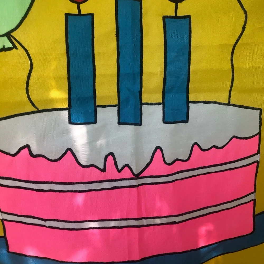 Birthday‎ Cake Embroidered Garden Flag Banner